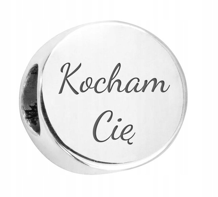 Charms Kocham Cię srebro 925 + GRAWER