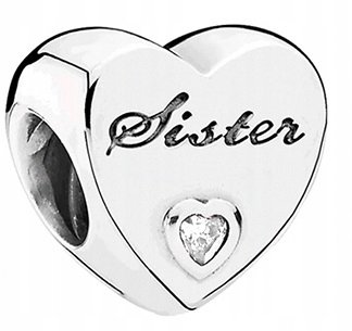 Charms srebrny Sister Serce zawieszka koralik 925