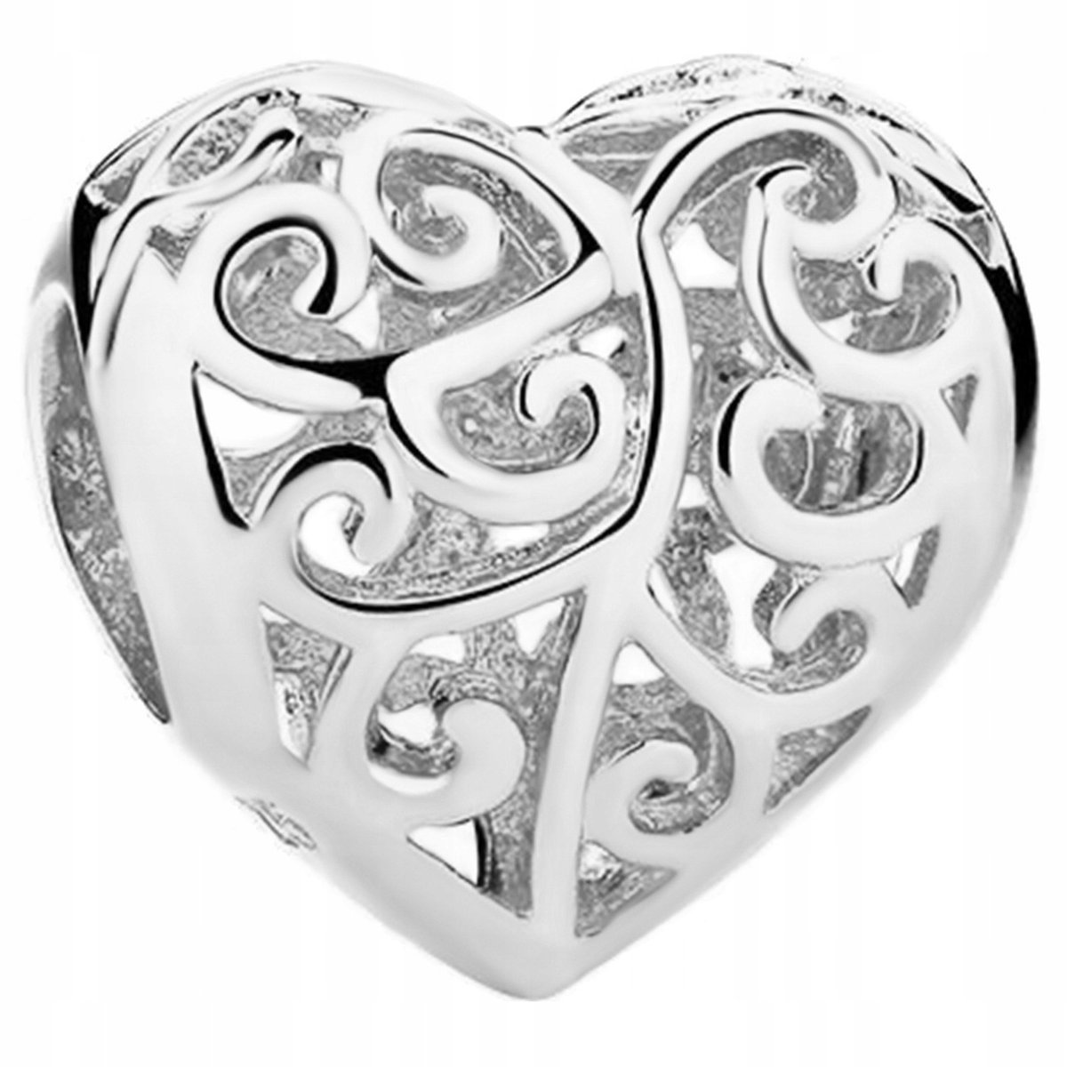 Charms Serce Ażurowe Heart Serduszko srebro 925