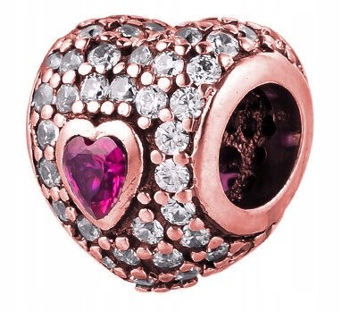 Charms Serce w Sercu różowe złoto srebro 925