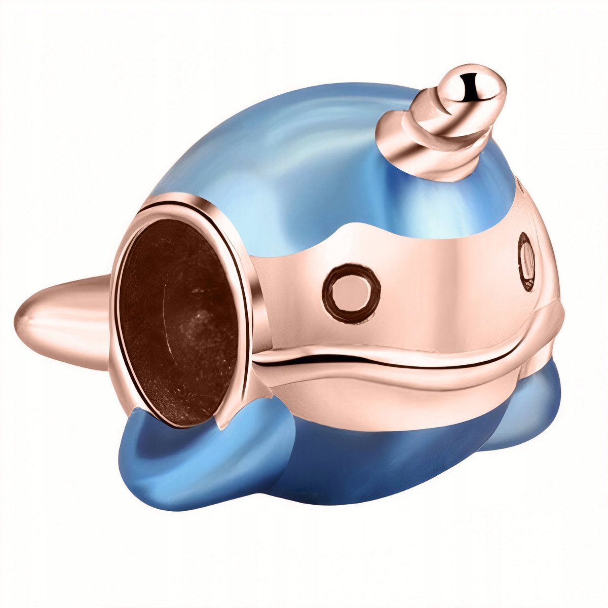 Charms Niebieski Wieloryb Morze różowe złoto 925