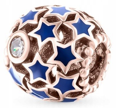 Charms Niebieskie Gwiazdki różowe złoto srebro 925