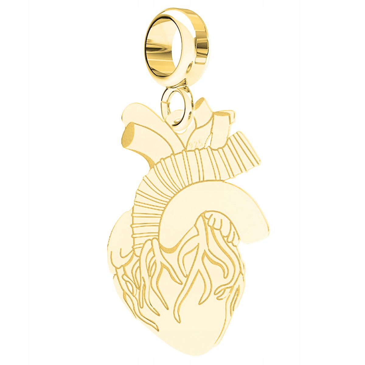 Charms złoty Serce Anatomiczne srebro 925
