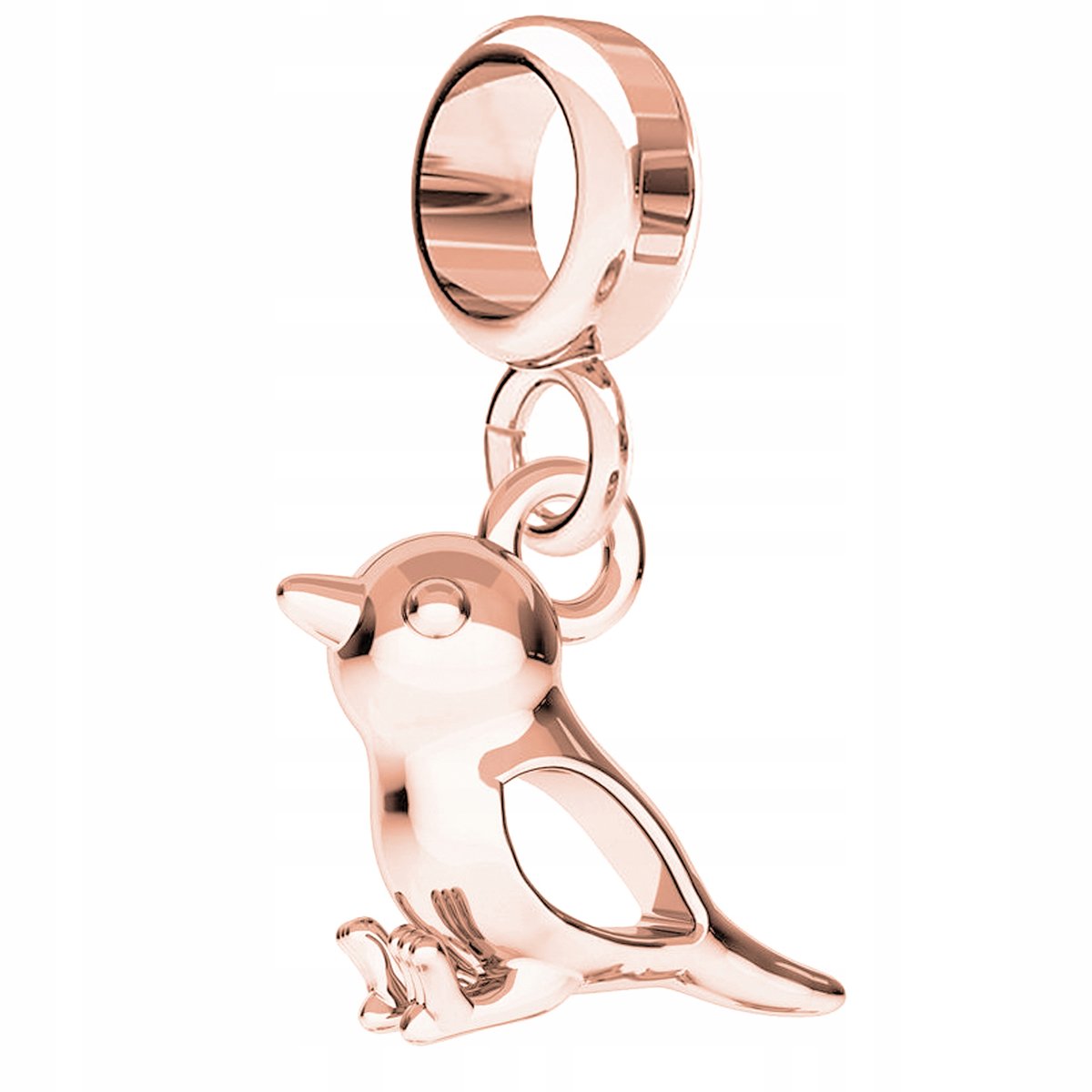 Charms różowy wiszący Wróbel srebro 925