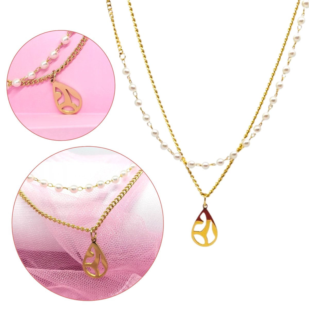 Celebrytka Premium z Perełkami - Stal chirurgiczna