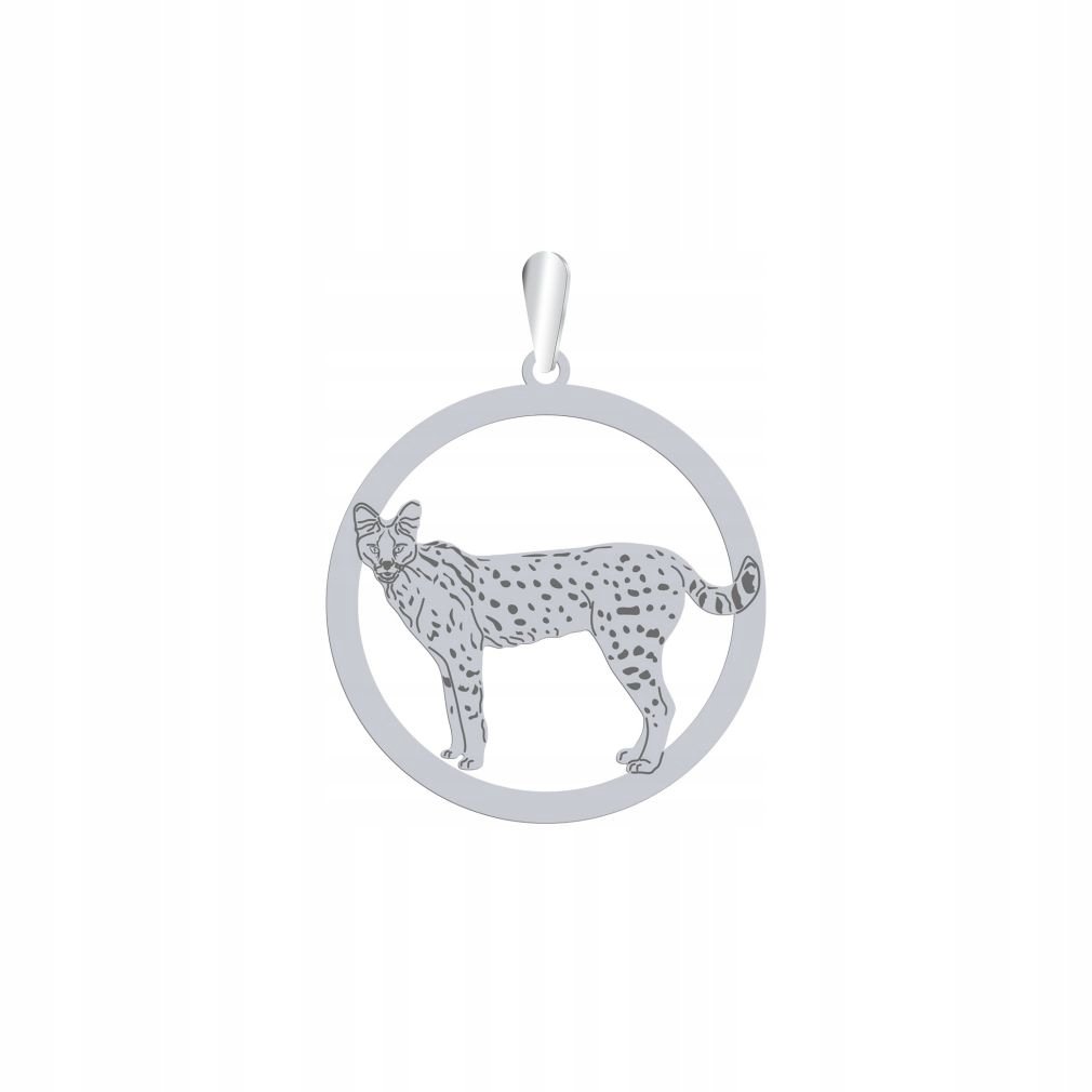 Zawieszka Srebrna Serwal Afrykański 925 Biżuteria Prezent Kobieta GRAWER