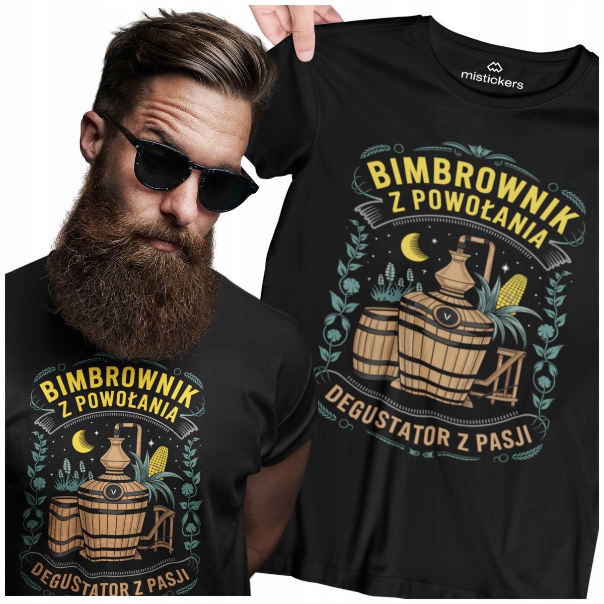 KOSZULKA ŚMIESZNA T-SHIRT MĘSKA DLA BIMBROWNIKA NA PREZENT URODZINY 16-99