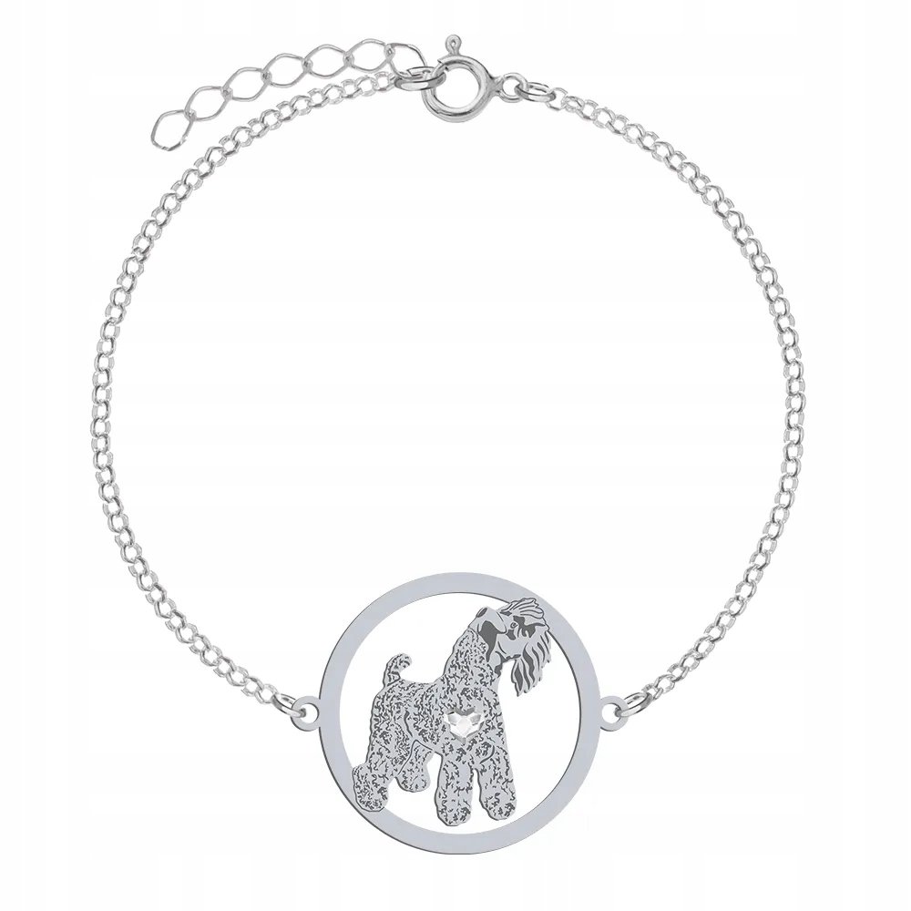 Bransoletka Srebrna z psem Kerry Blue Terrier 925 Prezent Kobieta GRAWER