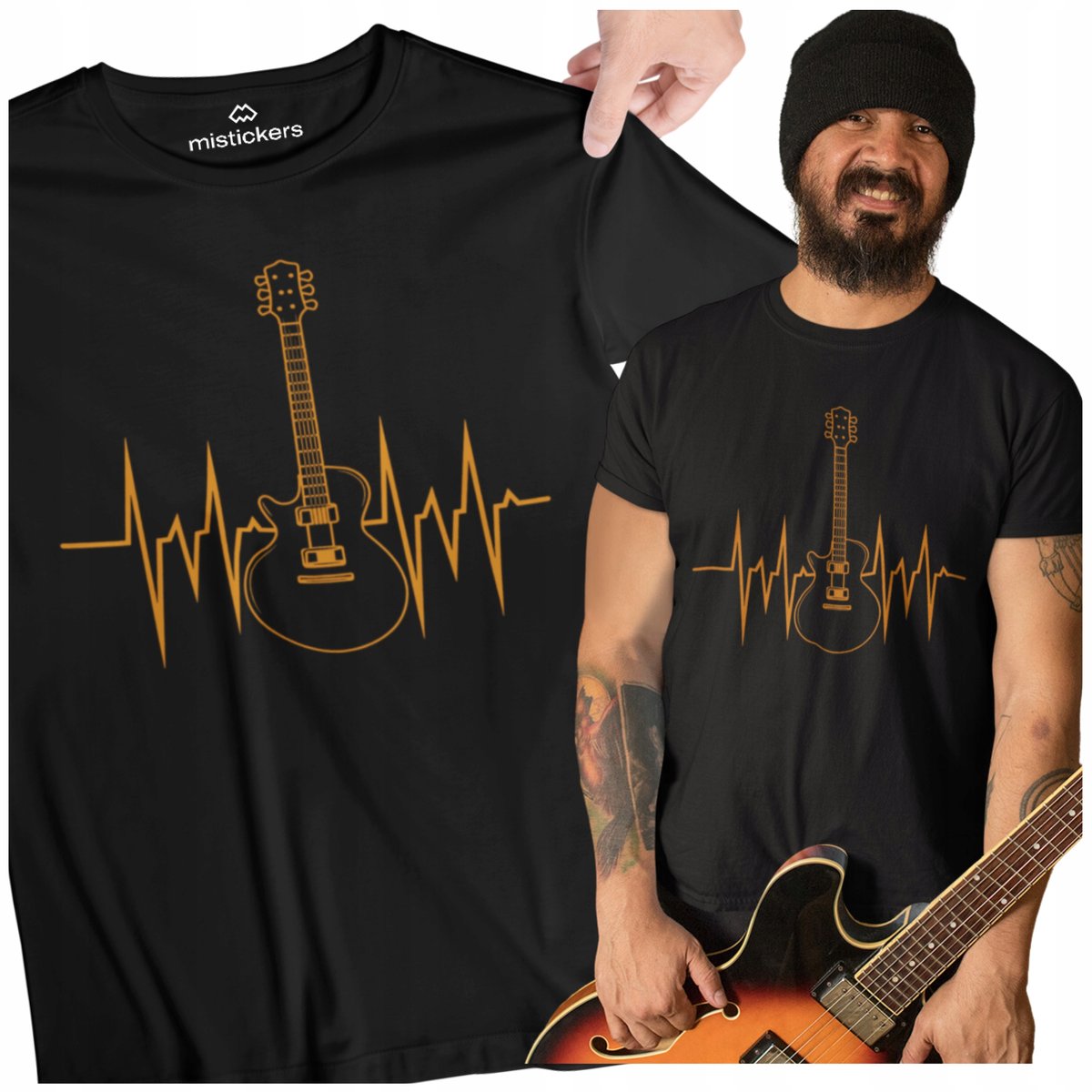 KOSZULKA ROCKOWA MĘSKA PREZENT DLA GITARZYSTY GITARA T-SHIRT