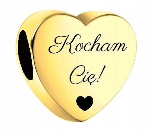 Charms złoty KOCHAM CIĘ srebro 925 GRAWER