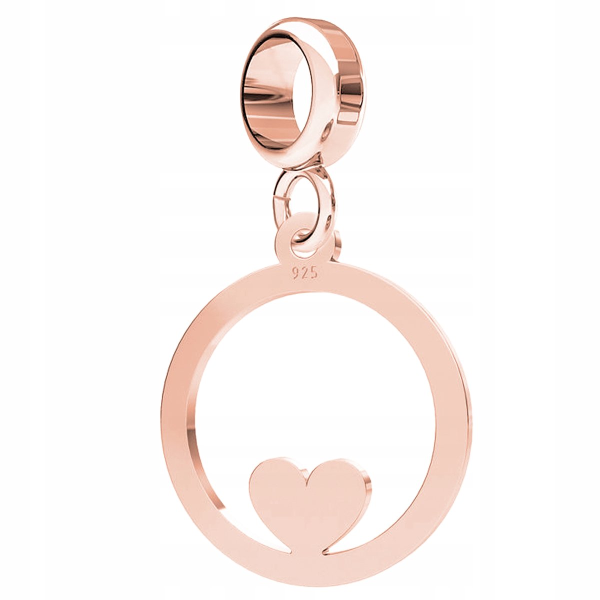 Charms Serce Koło Kółko różowe złoto S925