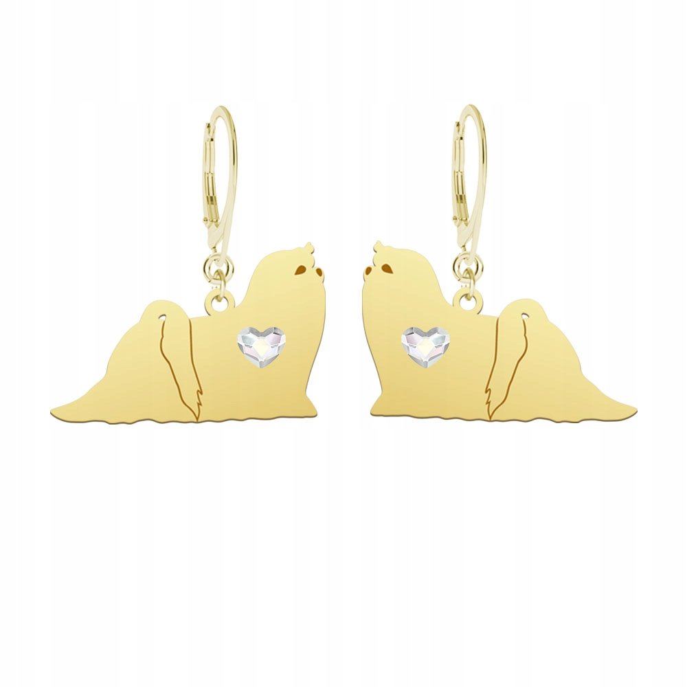 Kolczyki Złote z psem Maltańczyk 925 Biżuteria Kobieta Prezent GRAWER
