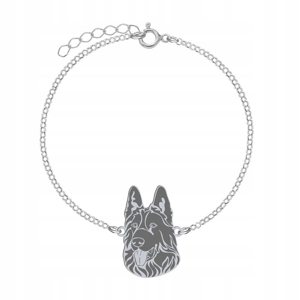 Bransoletka Srebrna z psem Black German Shepherd 925 Kobieta Prezent GRAWER