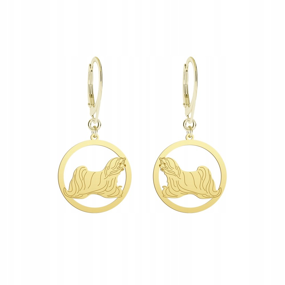 Kolczyki Złote z psem Maltese 925 Prezent Kobieta Biżuteria Życzenia GRAWER