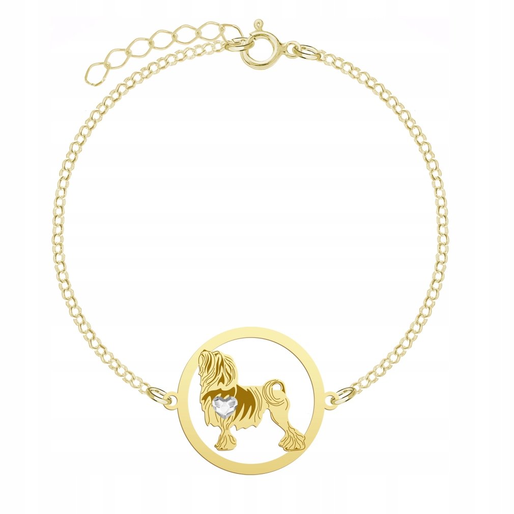 Bransoletka Złota z psem Lowchen 925 Prezent Biżuteria Kobieta GRAWER