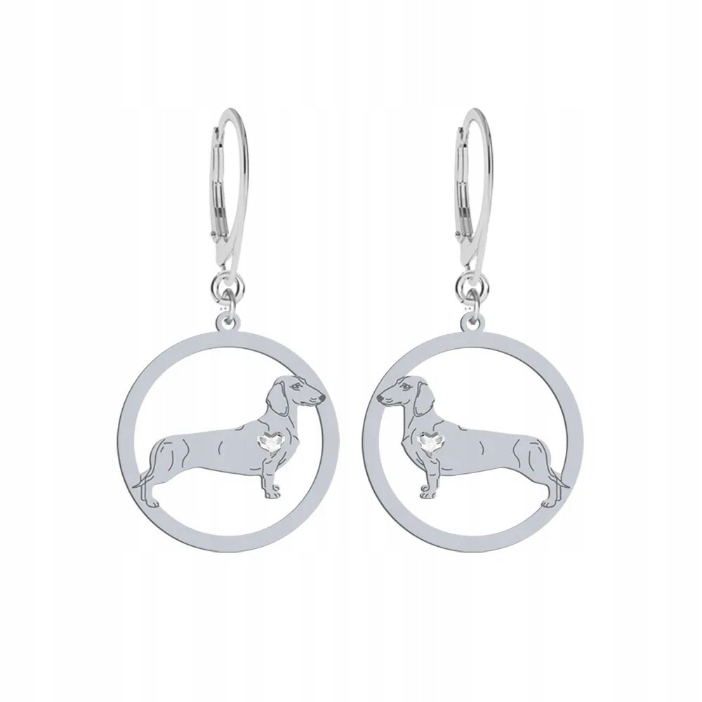 Kolczyki Srebrne z psem Jamnik Krótkowłosy 925 Biżuteria Kobieta GRAWER