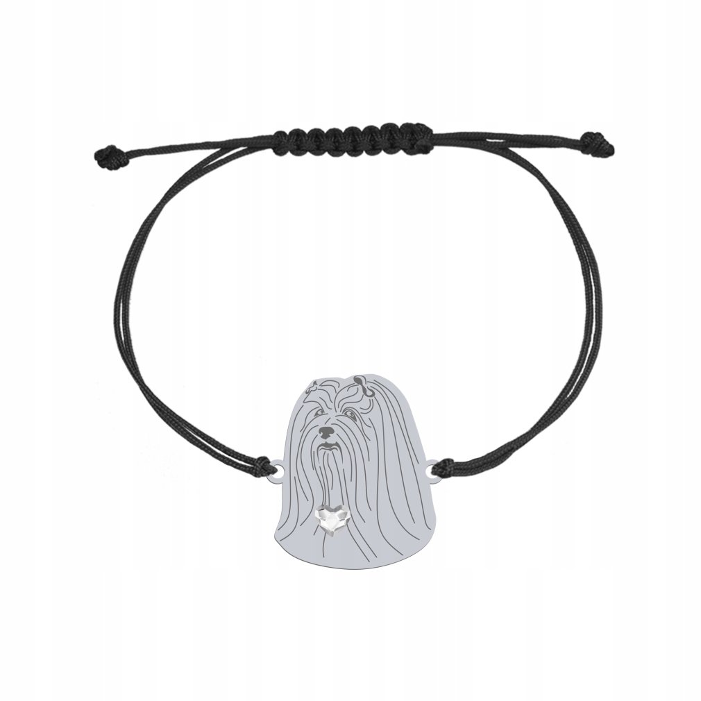 Bransoletka Srebrna z psem Lhasa Apso 925 Sznurek Prezent Biżuteria GRAWER