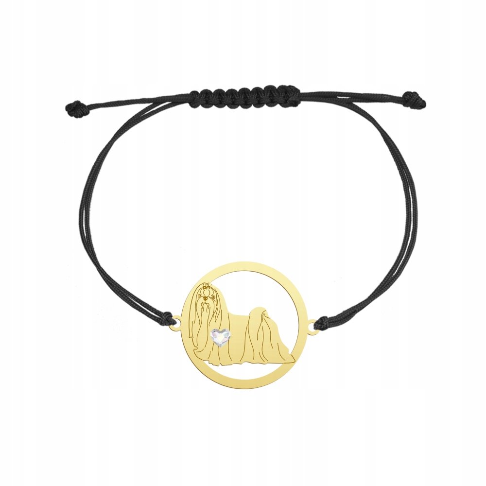 Bransoletka Złota z psem Maltańczyk sznurek 925 Biżuteria Prezent GRAWER