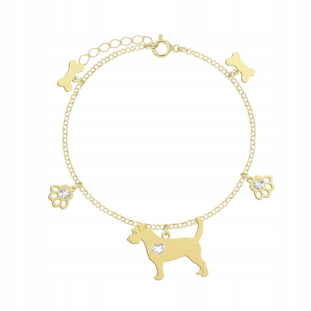 Bransoletka Złota Jack Russell Terrier Szorstkowłosy 925 Łańcuszek GRAWER