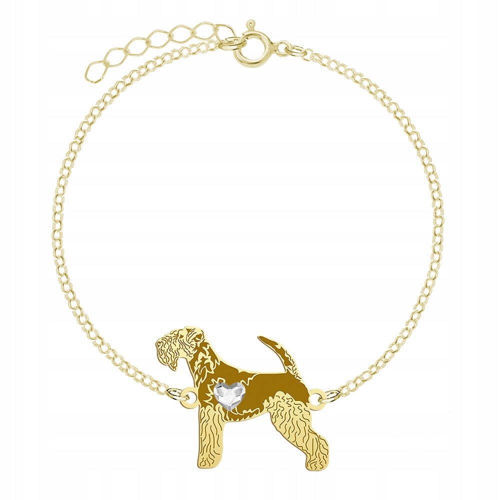 Bransoletka Złota z psem Lakeland Terrier 925 Łańcuszek Prezent GRAWER