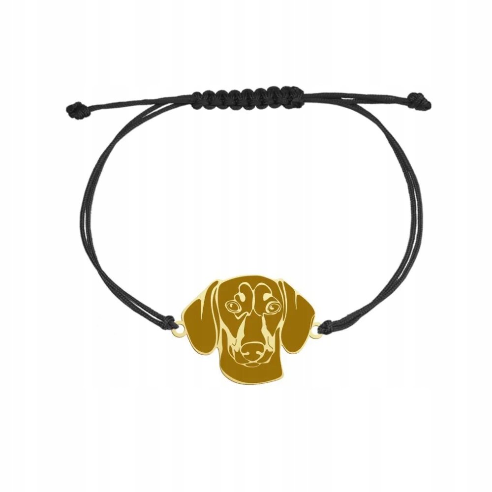 Bransoletka Złota z psem Jamnik Krótkowłosy 925 Biżuteria Prezent GRAWER