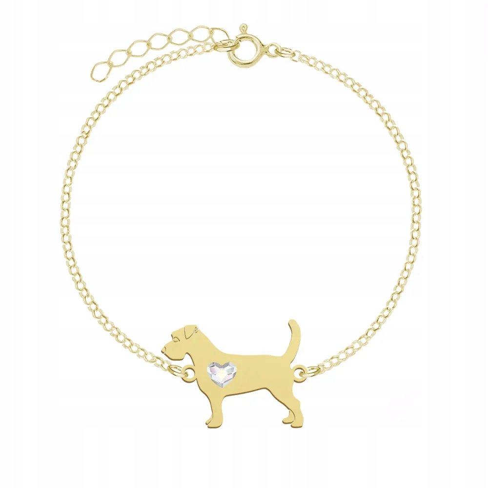 Bransoletka Złota z Jack Russell Terrier Szorstkowłosy 925 Prezent GRAWER