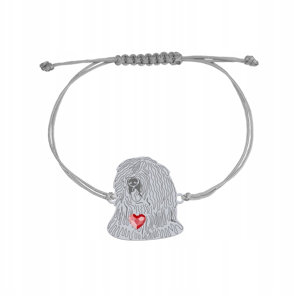 Bransoletka Srebrna z psem Komondor 925 na sznurku Prezent Biżuteria GRAWER