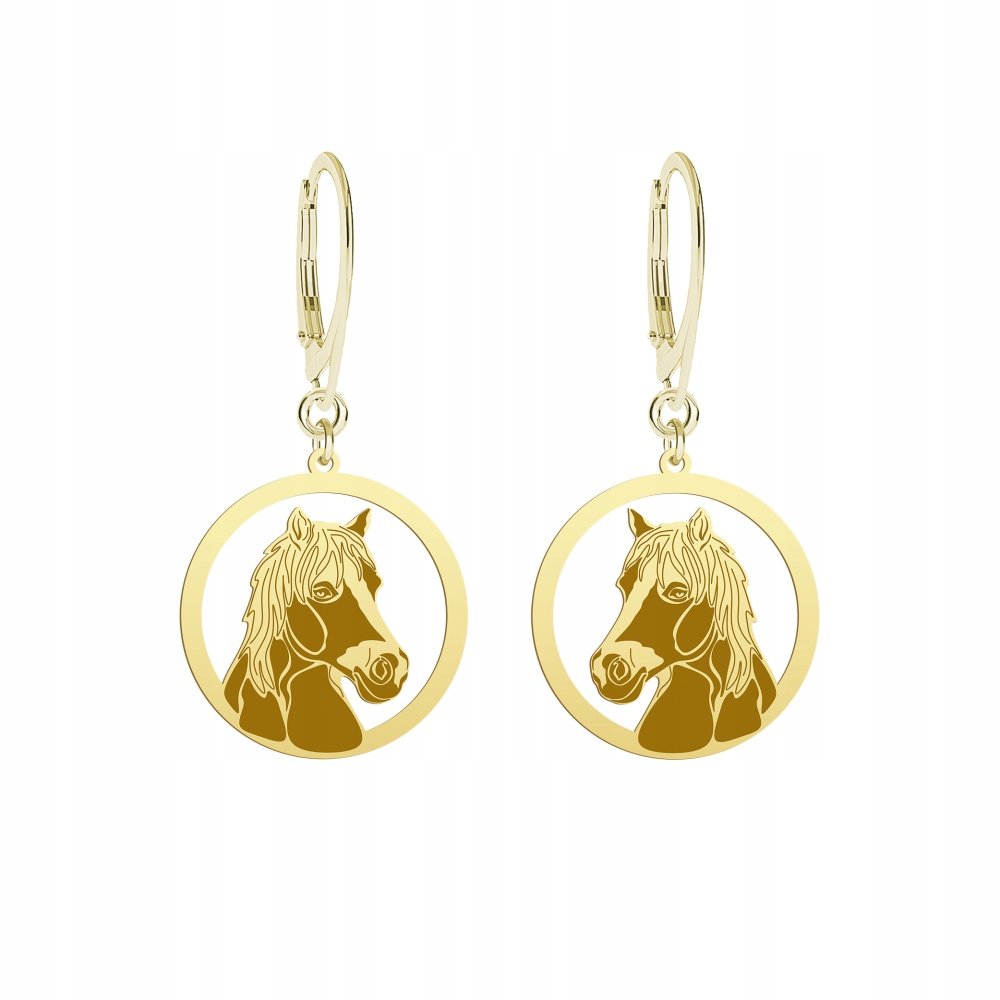 Kolczyki Złote z Koniem Haflinger 925 Prezent Biżuteria Kobieta GRAWER