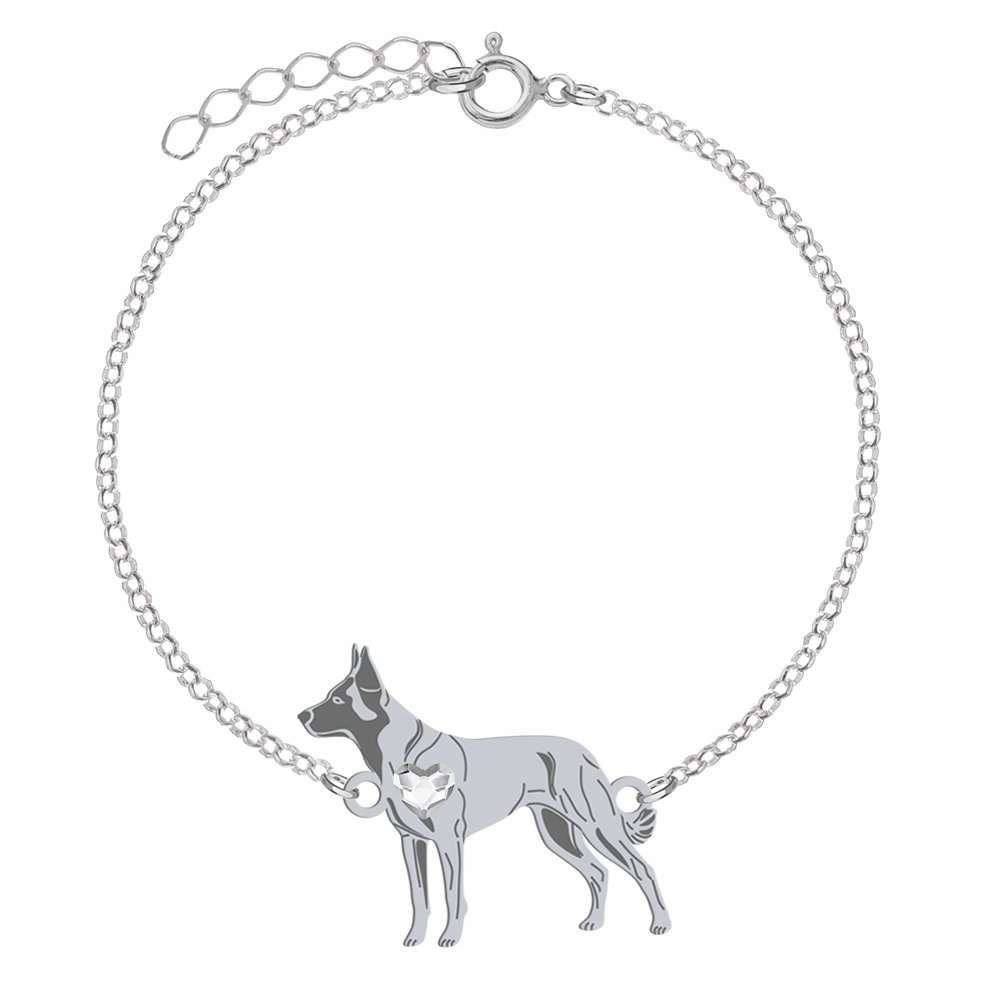 Bransoletka Srebro 925 z psem Malinois Prezent Łańcuszek Kobieta GRAWER