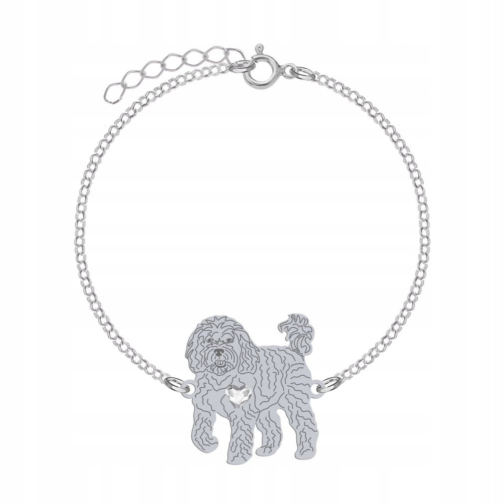 Bransoletka Srebrna z psem Cavapoo 925 Prezent Łańcuszek Biżuteria GRAWER