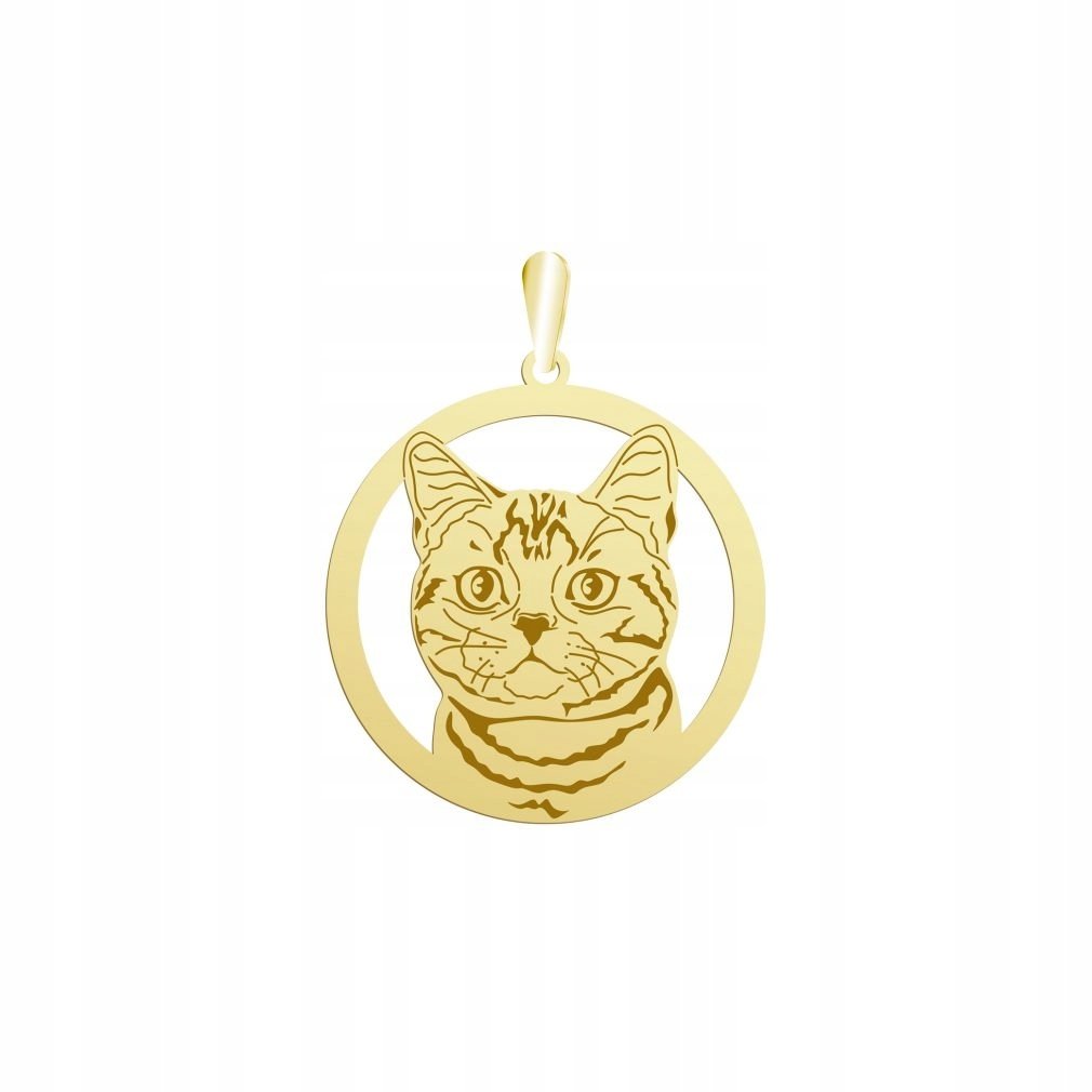 Zawieszka Złota z kotem American Shorthair 925 Prezent Biżuteria GRAWER