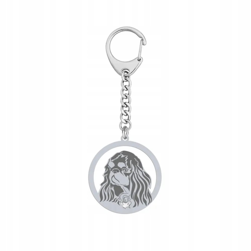 Brelok Srebrny do kluczy z King Charles Spaniel 925 Prezent Kobieta GRAWER