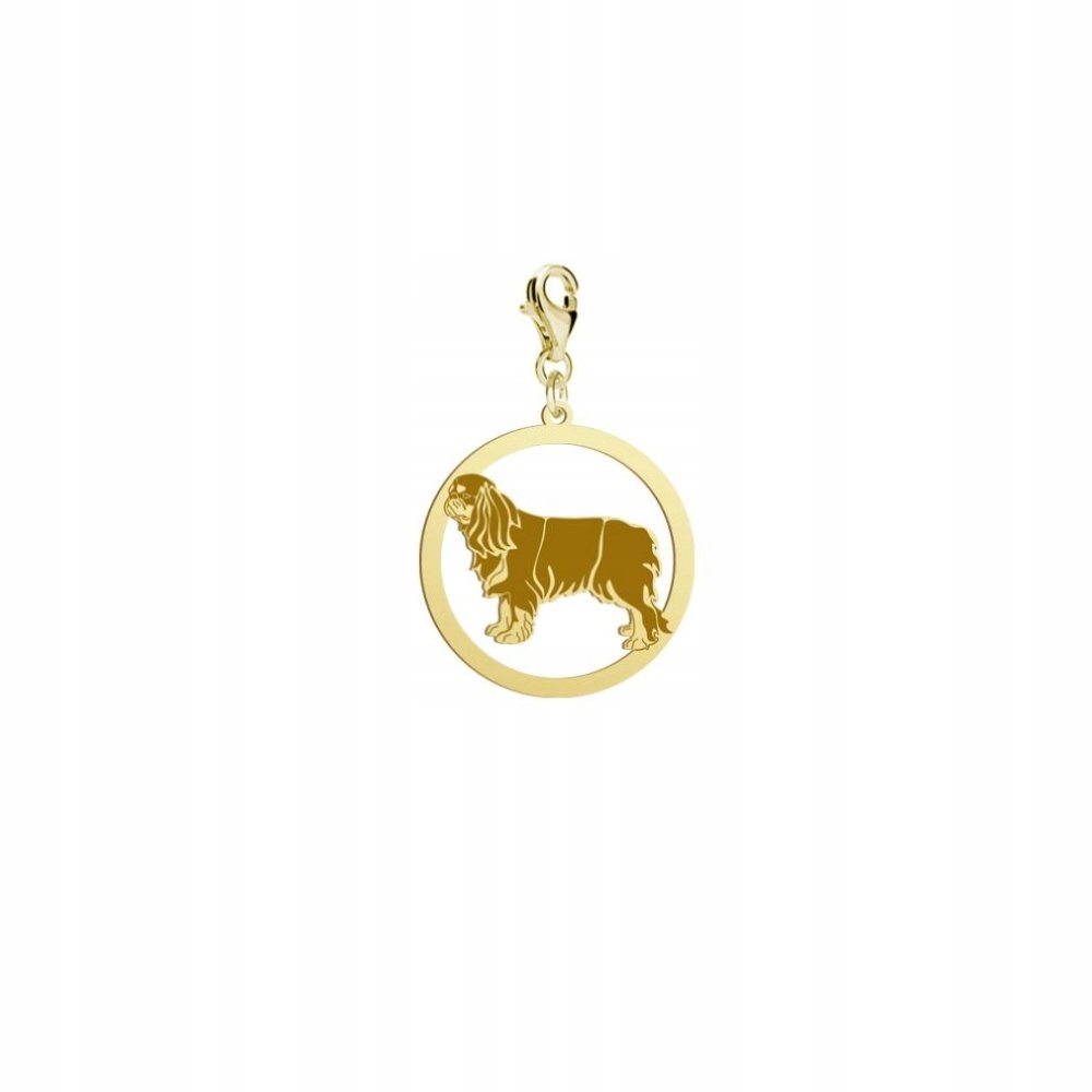 Charms Złoty z King Charles Spaniel 925 Prezent Kobieta Biżuteria DEDYKACJA