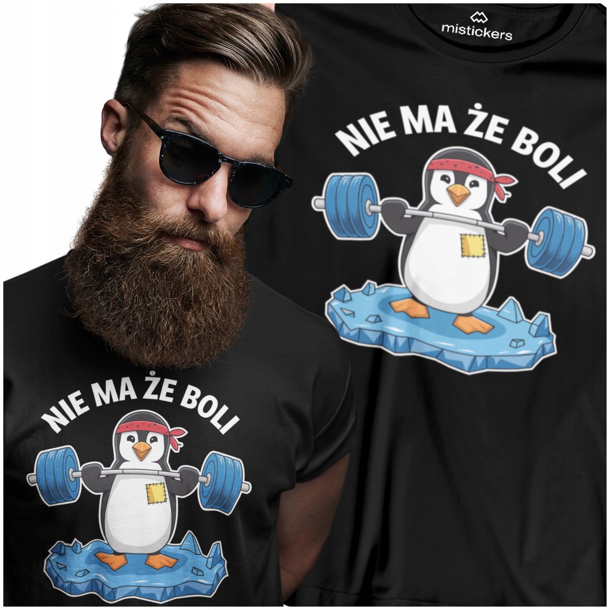 KOSZULKA MĘSKA NA SIŁOWNIĘ TRENINGOWA TRENING ŚMIESZNA NIE MA ŻE BOLI