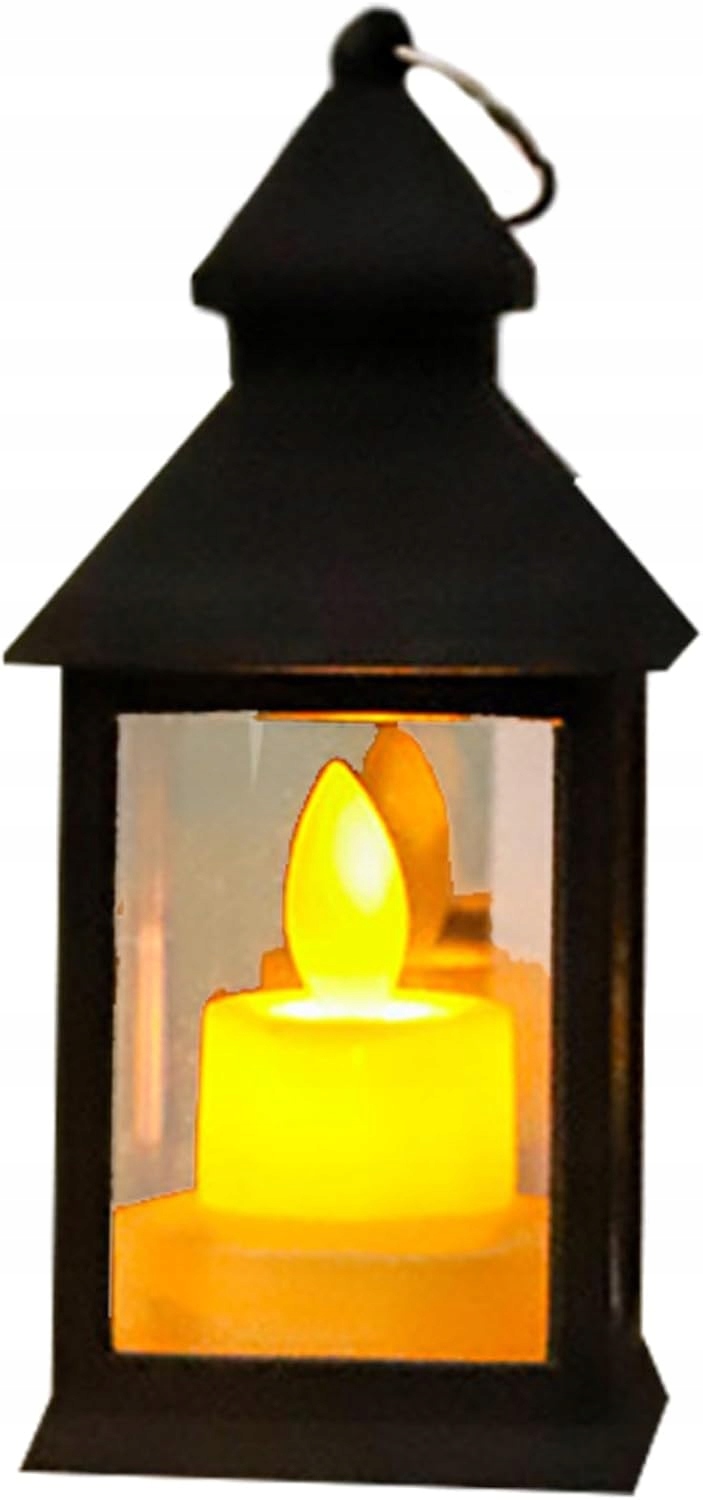 10x Lampion latarnia Led czarny do domu ogrodu roraty bateryjna