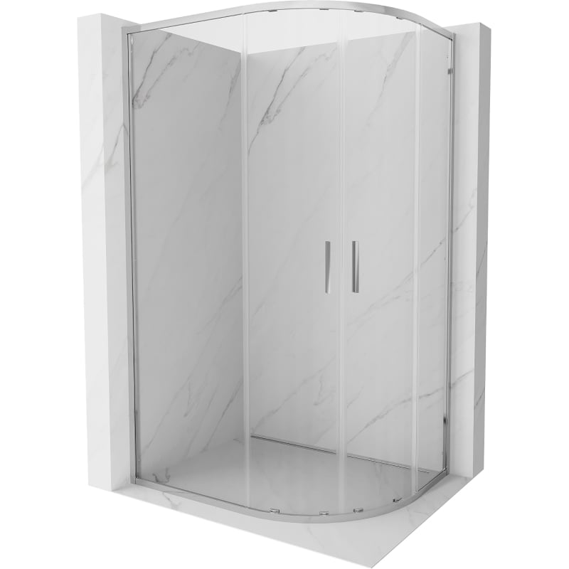 Mexen Exo kabina prysznicowa półokrągła asymetryczna rozsuwana 100 x 90 cm, transparent, chrom - 8132-100-090-01-00