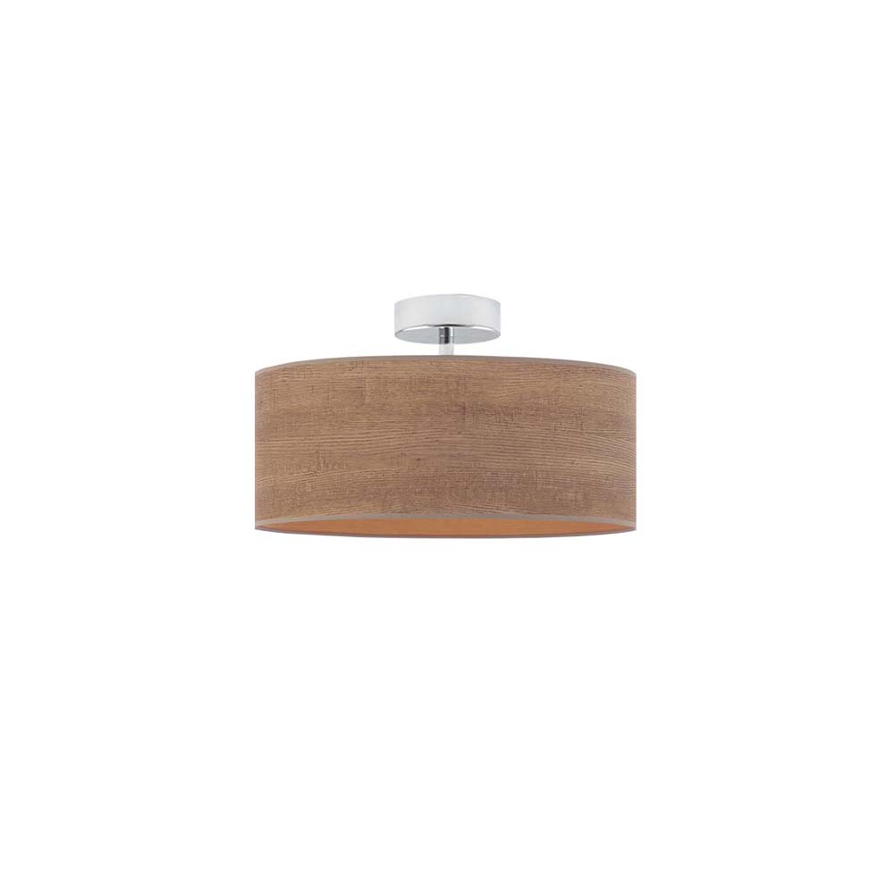 Plafon sufitowy w stylu skandynawskim WENECJA ECO fi - 30 cm z fornirowym abażurem w kolorze orzecha