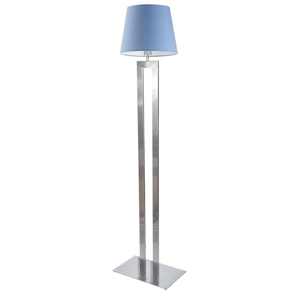 Srebrna lampa stojąca z niebieskim abażurem do pokoju dziecka VEGAS