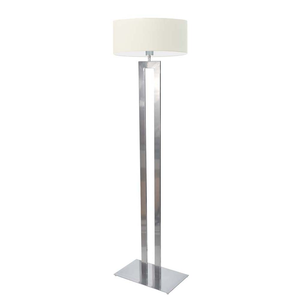 Nowoczesna lampa podłogowa do sypialni KALIFORNIA z kremowym abażurem