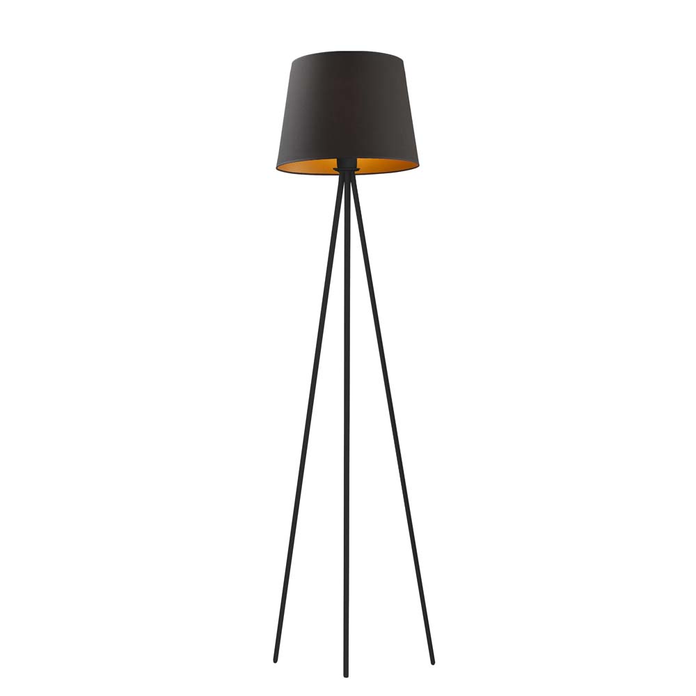 Czarna lampa podłogowa na trójnogu w stylu glamour RENO GOLD