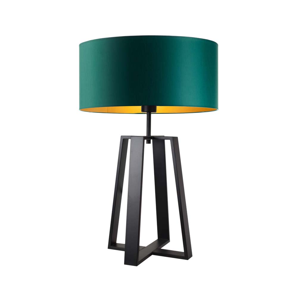 Designerska lampka nocna z abażurem w kolorze zieleni butelkowej THOR GOLD