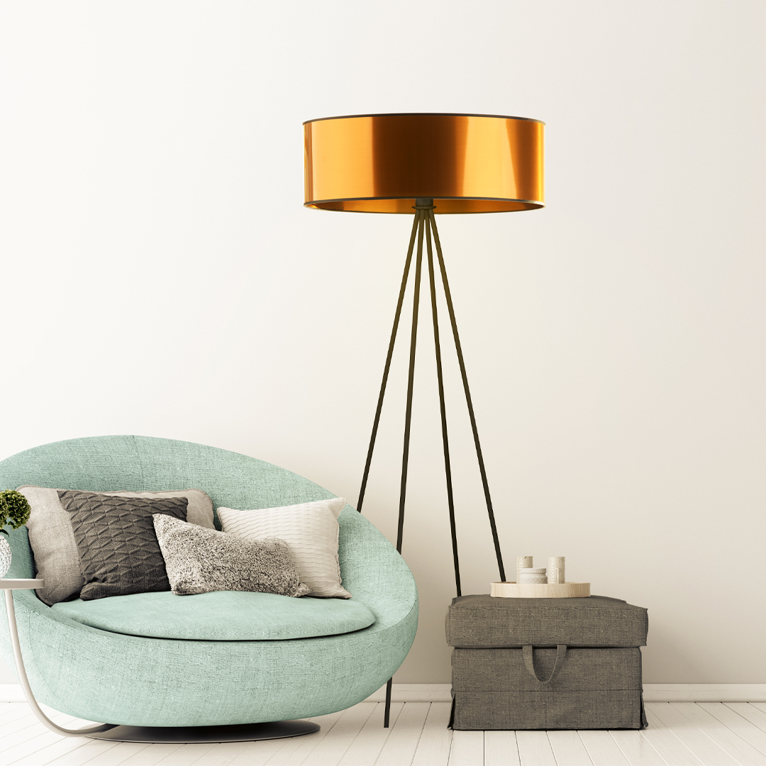 Loftowa lampa podłogowa z miedzianymi elementami IBIZA MIRROR