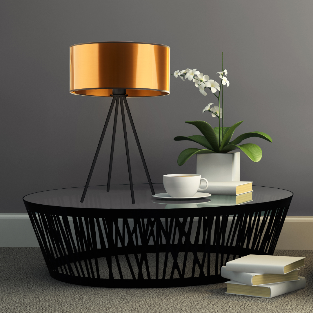 Designerska lampa stołowa czarno-miedziana SIERRA MIRROR