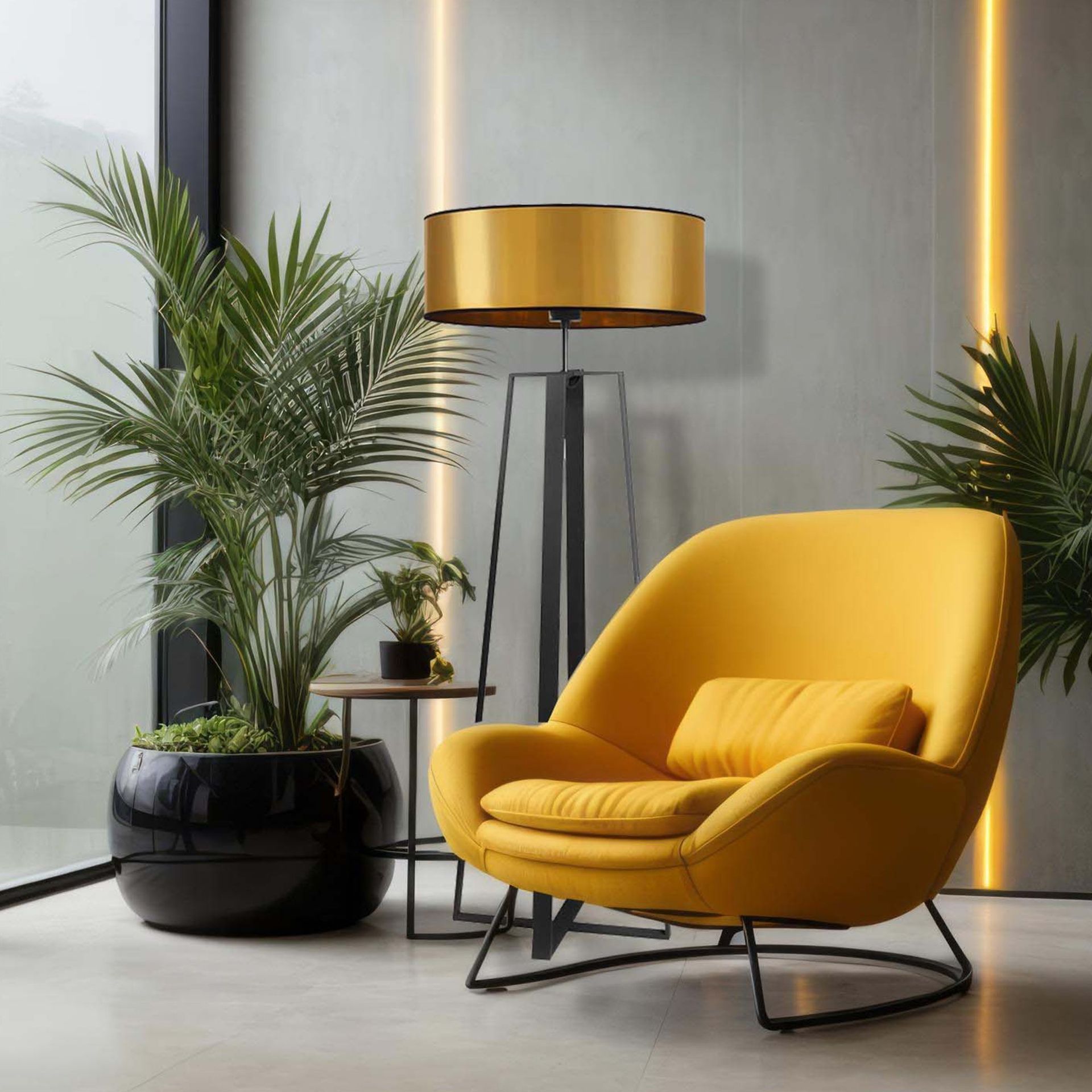 Duża złota lampa podłogowa MOSS MIRROR