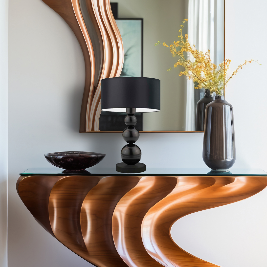 Czarna lampa stołowa na przedpokój HONOLULU