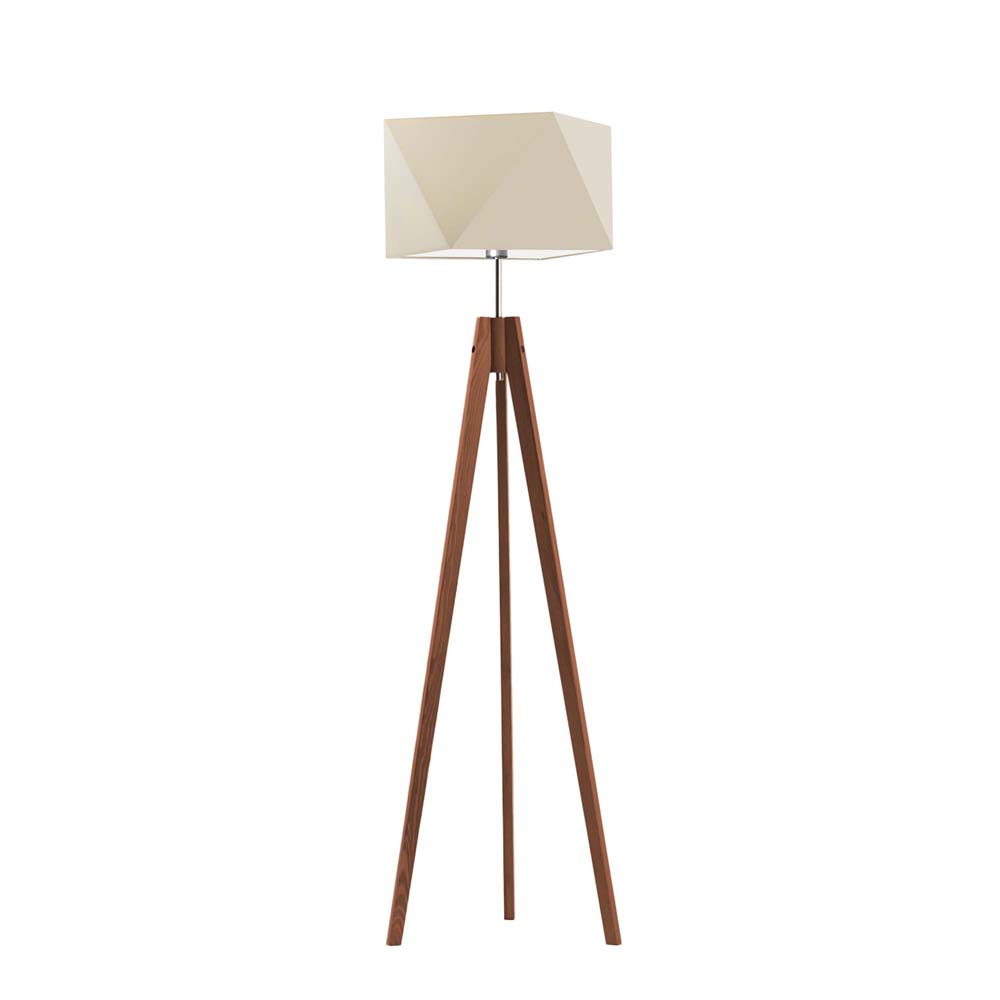 Klasyczna lampa stojąca do sypialni LAGOS z drewnianą podstawą