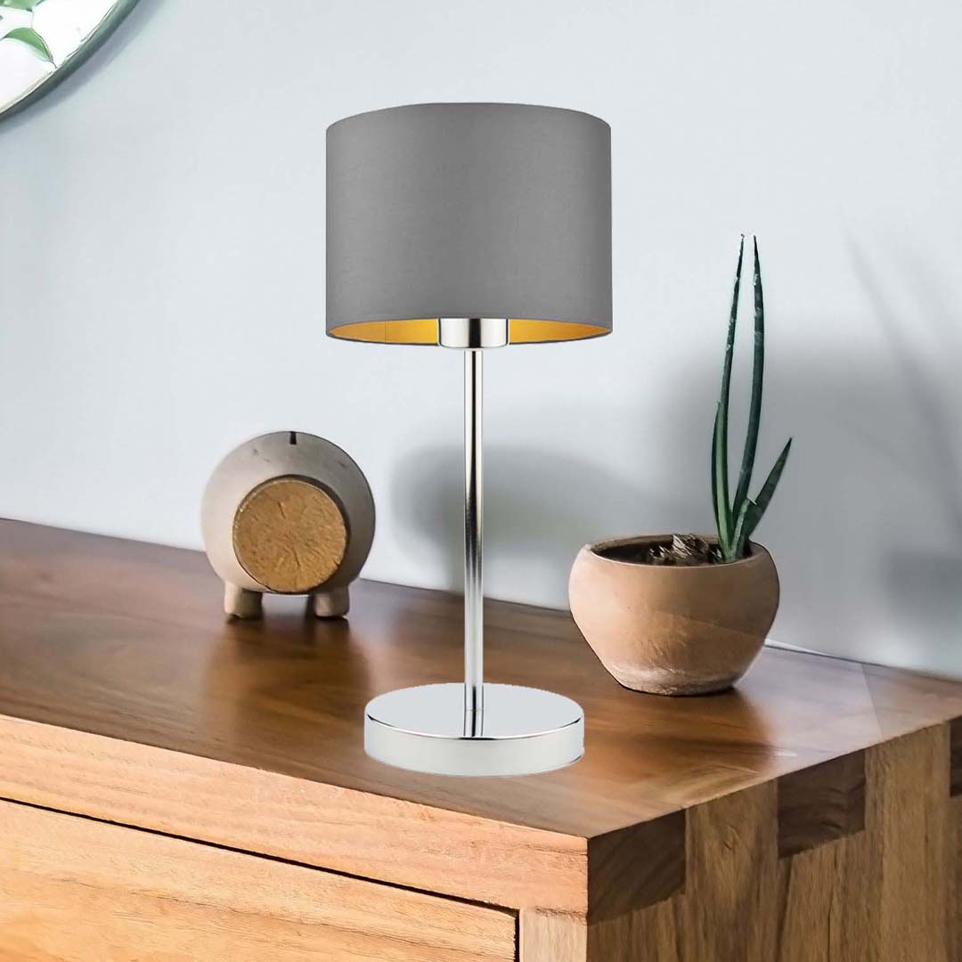Lampa stołowa nocna skandynawska szara NICEA GOLD
