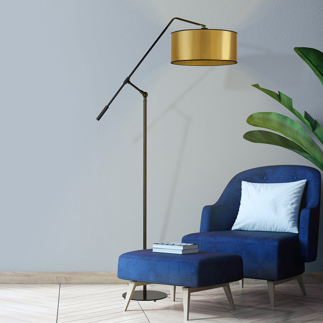 Złota lampa podłogowa do salonu LIBERIA MIRROR