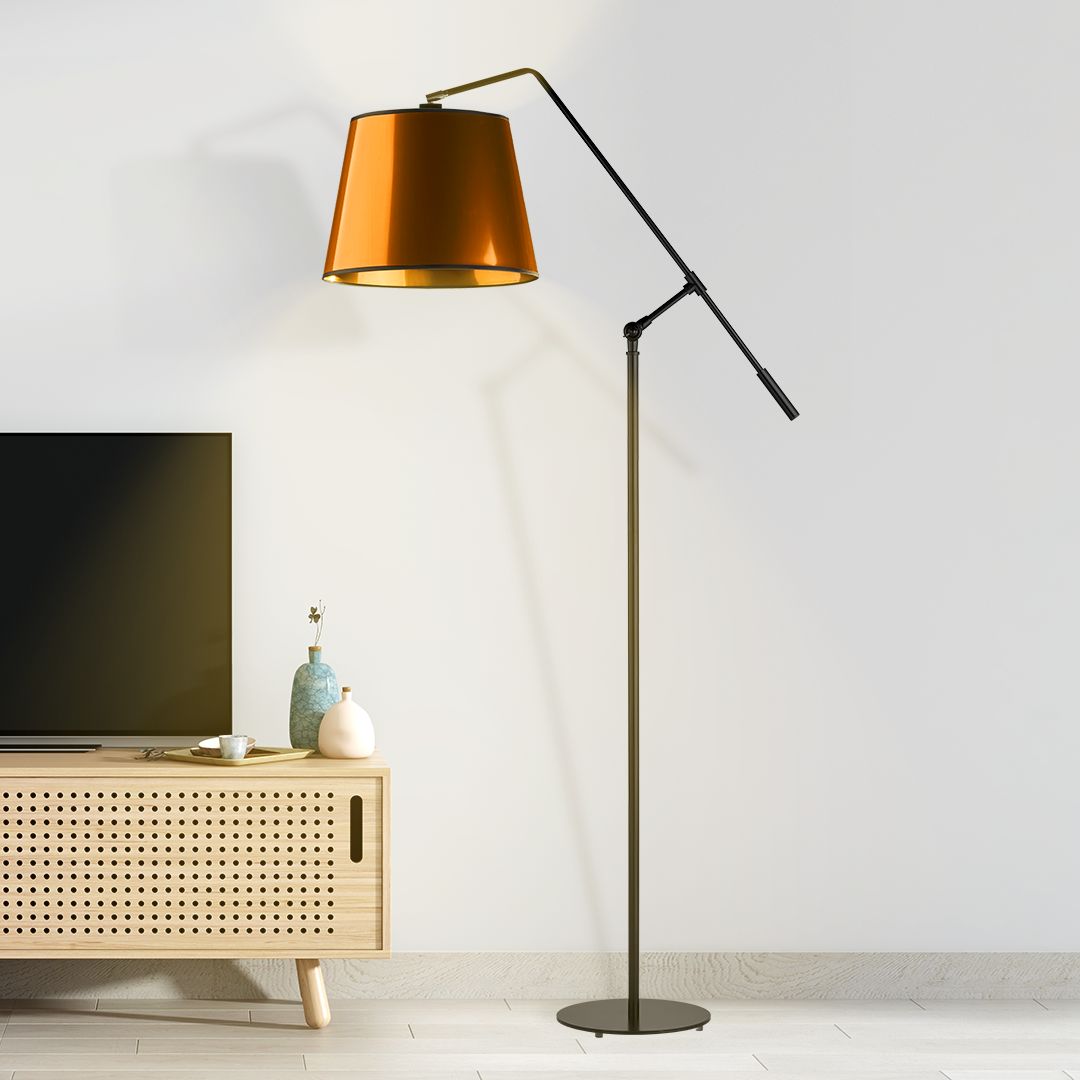 Miedziana lampa podłogowa w stylu loftowym FOYA MIRROR