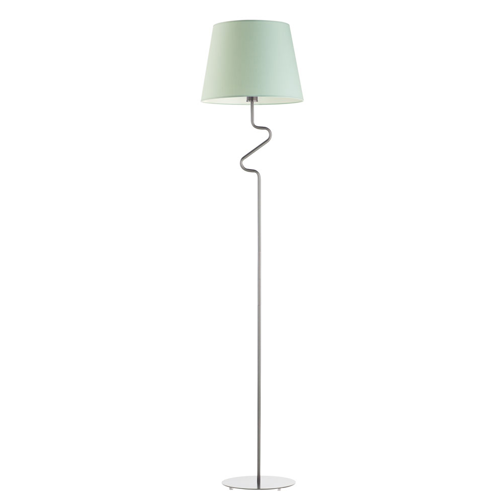 Srebrna lampa podłogowa dla dzieci z miętowym abażurem FOGO